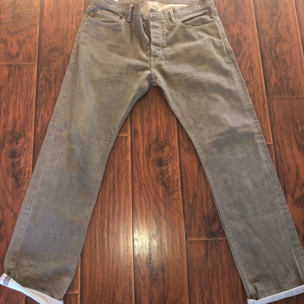 Rare brown/olive Tom Snyder selvedge denim jeans
